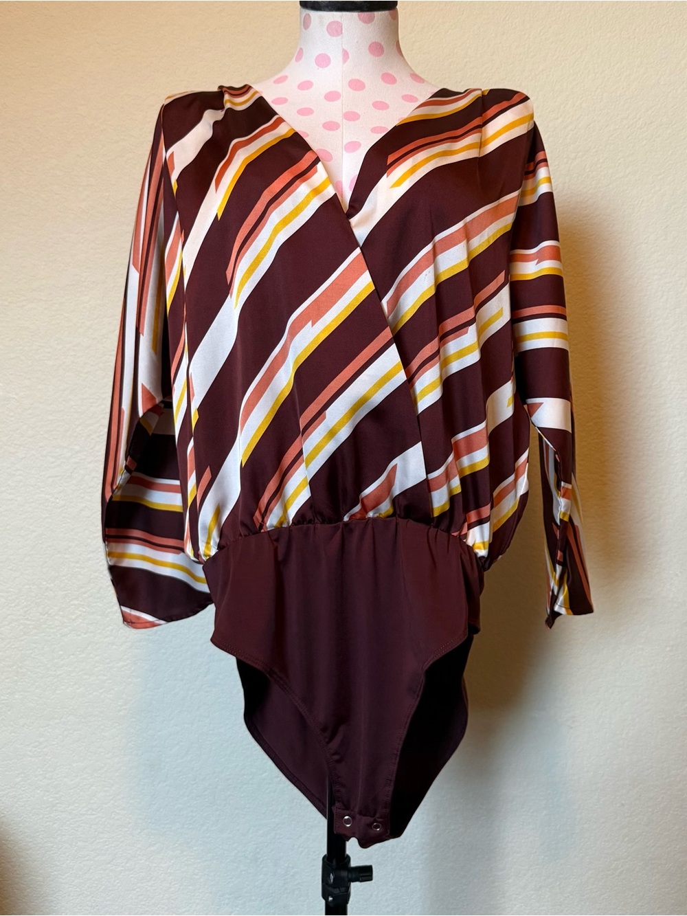 Forever 21 Burgundy Striped Women’s Bodysuit